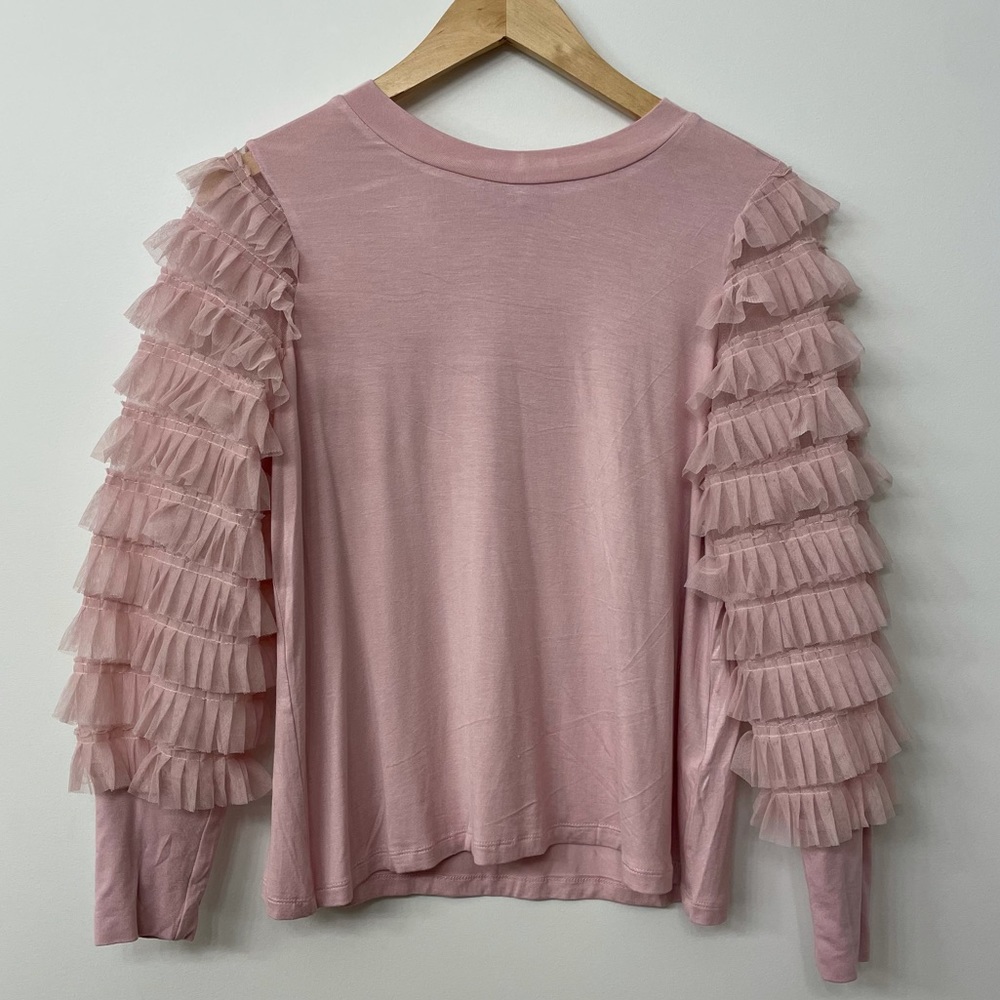 Chenault, Pink, Long Sleeve, Tulle Sleeves, Size Medium